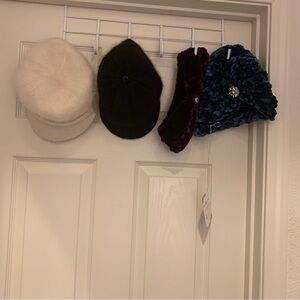 Bundle 4pcs Accessories. Hat Set: Cream, Black, Eggplant Purple, and Blue